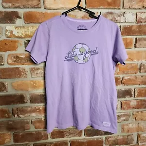 Life is Good Womens Soccer Ball T Shirt PS Lavender Purple Short Sleeve - Picture 1 of 10