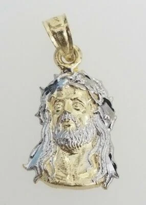 Pequeño Colgante Pequeño Oro Amarillo Blanco 14k Cara de Jesús Cabeza Dije Su Ella Foto 1 de 4