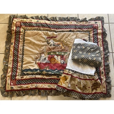 Винтажный Ноев ковчег животных Crackers кроватки одеяло, кровать юбка и простыня ягнят и плюща - Изображение 1 из 4