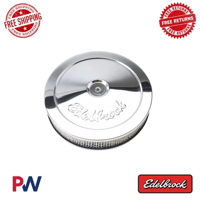 Limpiador de aire redondo Edelbrock Pro-Flo cromado 10" con elemento de papel de 2" 1208 Foto 1 de 4