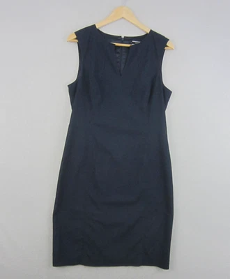 Basque Dress Womens 12 Blue Sleeveless Sheath Work Career Business Stretch Offic - image 1 of 4