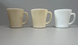3 Fire King Ivory And White Mugs Flat Bottom - Picture 1 of 5