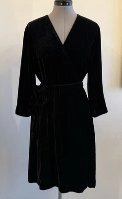 Eileen Fisher Velvet Wrap Dress Rayon Silk 3/4 Bell Sleeves Size PL NEW! $378 - Image 1 of 4