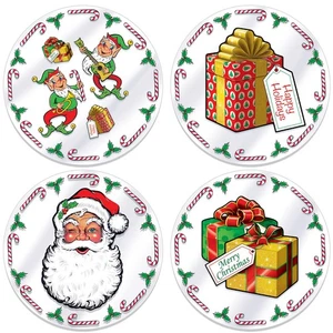 Beistle 4 Piece 13" Round Plastic Santa's Workshop Placemats - Picture 1 of 1