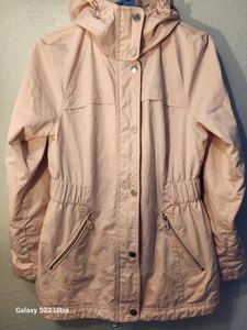 GUESS Women's Adjustable Long Sleeve Anorak Jacket Pastel Pink Meduim - Picture 1 of 11
