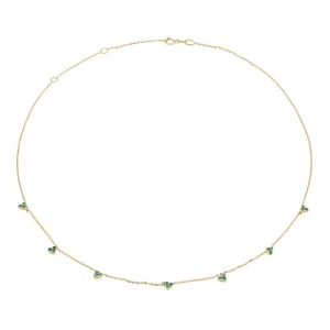 Halskette 0,15 ct rund grüner Smaragd 14 Karat Gelbgold - Bild 1 von 2