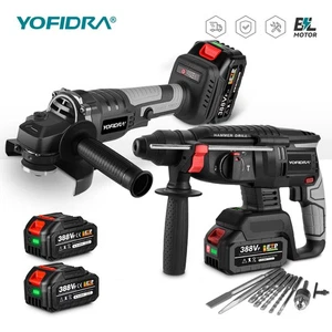 18V Akku Bohrhammer SDS + 125mm Winkelschleifer Flex Set mit 2 Akkus & Ladegerät - Bild 1 von 15