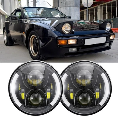 Para Porsche 944 911 914 928 924 LED 7" Anillo de faros DRL haz alto/bajo señal de giro Foto 1 de 4