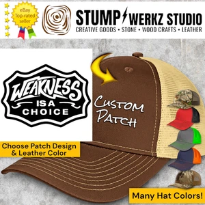 Custom Trucker Hat Baseball Cap Richardson Country Life WEAKNESS IS A CHOICE - Picture 1 of 21