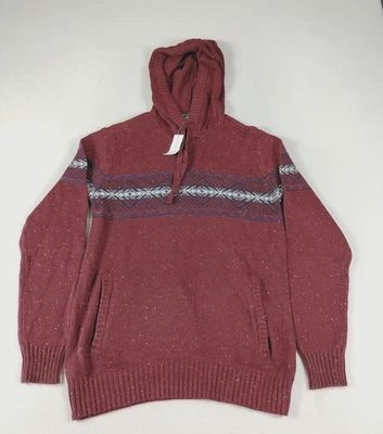 Suéter American Eagle Para Hombres Mediano Alto Borgoña Con Capucha Isla Justa Tejido Pullover Foto 1 de 4