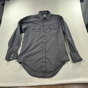 Rockmount Ranch Wear Shirt Mens Medium Black Plaid Western Snap Cowboy Made USA - Picture 1 of 13