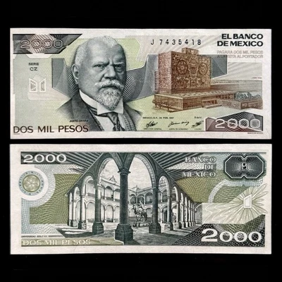 Billete de México 1987 $2000 pesos Justo Sierra moneda mundial billete EF Foto 1 de 3