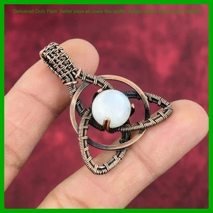 Cyber Monday Sale Regenbogen Mondstein Stein Kupferdraht gewickelt Anhänger Schmuck - Bild 1 von 6
