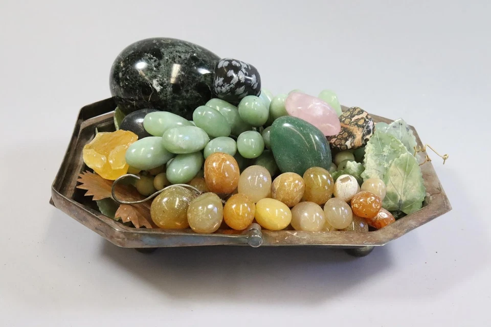 Konvolut Zierfrüchte Steine aus Halbedelstein ua Jade Rosenquarz   (GV539) - Bild 1 von 4