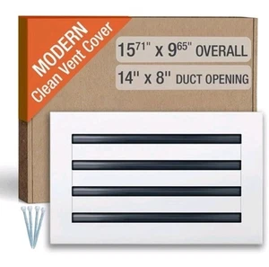 Clean Modern AC Vent Cover 14 x 8 (Duct Opening Cutout) - Decorative White Ai... - Picture 1 of 6