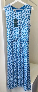 HOBBS Bayview Blue & White Midi Dress - size 16 - BNWT - Picture 1 of 8