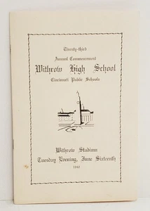 Withrow High School 1942 Commencement Program Cincinnati Ohio - Imagen 1 de 1