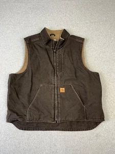 Carhartt Weste Herren 2XL braun sandstein Sherpa gefüttert Mock Neck Full Zip - Bild 1 von 9