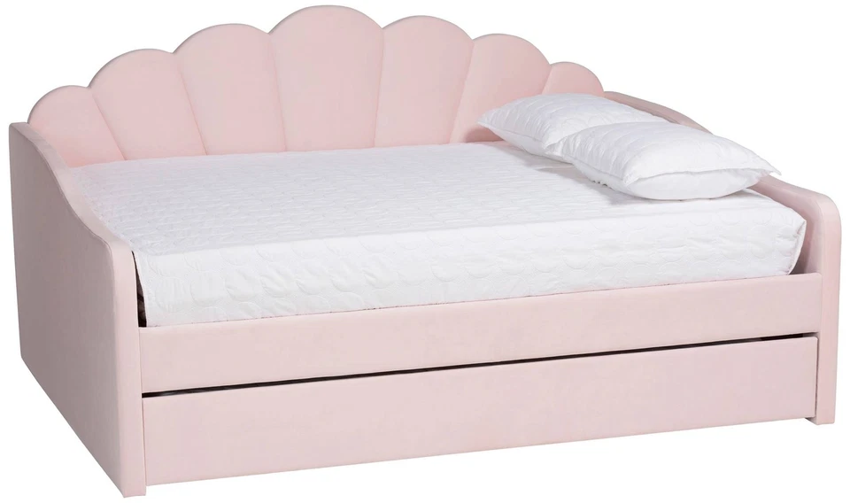 Baxton Studio Timila Light Pink Upholstered Queen Size Daybed with Trundle - Image 1 of 1
