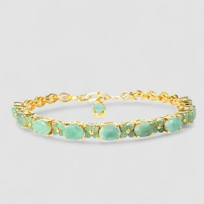 Natural Columbian Green Emerald Rare Bracelets 925 Sterling Silver Fine Jewelry - Image 1 of 4