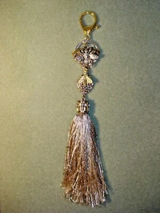 Portachiavi ape nappa glitterata fatto a mano 9" in oro e argento placcato borsetta charm glitz - Foto 1 di 13