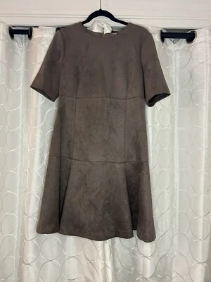 Calvin Klein замшевое платье ~ оболочка длиной до колена ~ серо-серый ~ размер 12 - Изображение 1 из 3