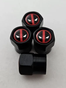 Deadpool Set of 4 Valve dust Caps Fits Universally Car Wheel Dust Covers - Picture 1 of 1