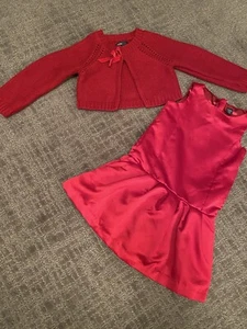 Vestido y suéter rojo hueco para niñas pequeñas talla 4T - Imagen 1 de 12