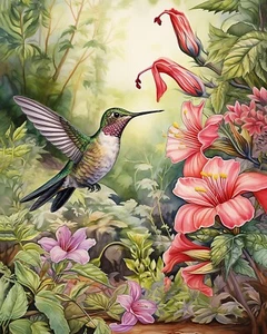 Paint by Numbers Kit DIY Painting Acrylic Paints Home Decor Wall Art Hummingbird - Picture 1 of 4