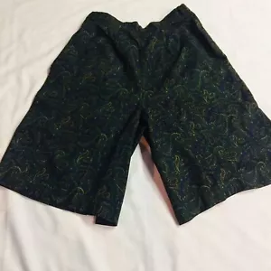 Pantaloncini vintage Paisley vita alta plissettati eleganti gamba larga taglia 8 - Foto 1 di 9