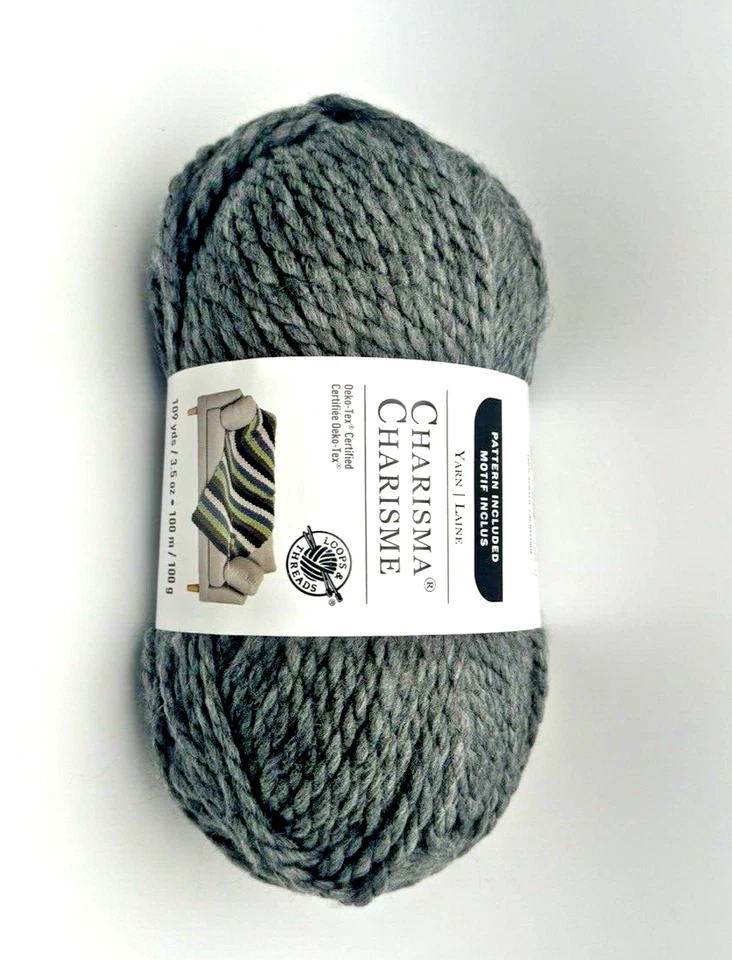 Charisma Loops & Threads CHARCOAL Dark Grey Yarn Acrylic Lot 1053 3.5 oz 109 yds - Image 1 of 4
