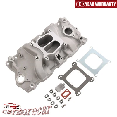 Colector de admisión 82001 bloque pequeño plano doble para Chevrolet 262 267 283 302 305 Foto 1 de 4