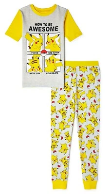 POKEMON PIKACHU NINTENDO Algodón Ajuste Ajustado Pijama Ropa de Dormir Conjunto Talla 4, 6 u 8 $20 Foto 1 de 2