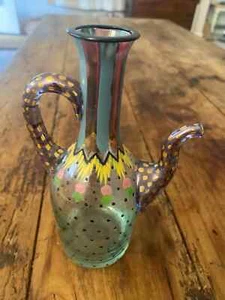 MacKenzie Childs Hand painted Circus Glass Cruet 7 1/2" - Picture 1 of 6