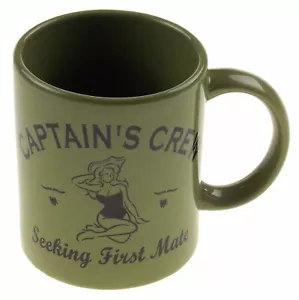Captain Morgan Rum Seeking First Mate Green Coffee Mug Tea Ceramic Sexy Lady - Picture 1 of 3
