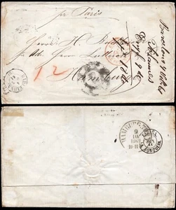 España - 1861 - Sobre sin sellos de Barcelona 4/10/61 a Hamburgo + tasada + - Imagen 1 de 1