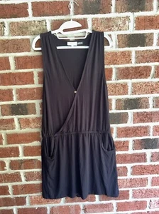 Calvin Klein Surplice Racer-Back Tunic Cover Up Women's S/M Black Side Pockets~ - Picture 1 of 8