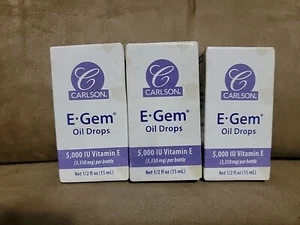 3 Pack Carlson Laboratories Oil Drops E-Gem 0.5 fl oz Liquid Vitamin E - Picture 1 of 5
