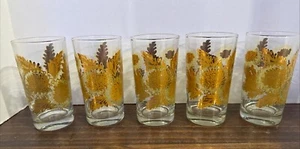 Pokee Chrysanthemum Glasses Design 22kt Gold Set of 5 Highball Bartlett Collins - Picture 1 of 23