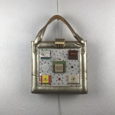 Vintage l 60s RARE Faye Mell Novelty Las Vegas Gold Lamé Casino Handbag Purse - Image 1 of 4