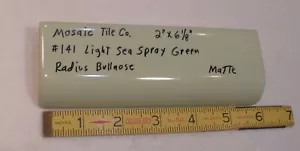1 pc. Light Green: 2" X 6" Semi- Matte Ceramic Bullnose Radius Tile, Mosaic Co. - Picture 1 of 11
