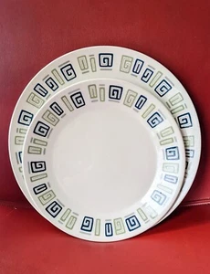 SET of Two MCM Style House Ironstone INDEX Japan GEOMETRIC Serving Platter Plate - Picture 1 of 13