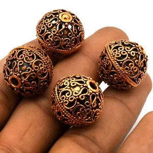 1 Pc 18mm Bali Filigree Bead Antique Copper Jewelry Making bead 32 az-197 - Picture 1 of 5