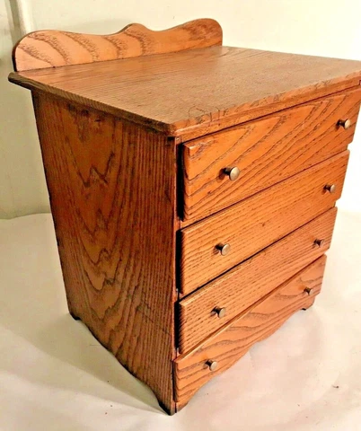 Antique Small Oak 4 Drawer Chest Circa 1900 Cover