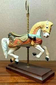 HOMCO PORCELAIN & BRASS MASTERPIECE CAROUSEL HORSE FIGURINE - Picture 1 of 7
