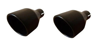 2X Terminali Di Scarico 100Mm Nero 50Mm Ingresso Collegamento - Immagine 1 di 4