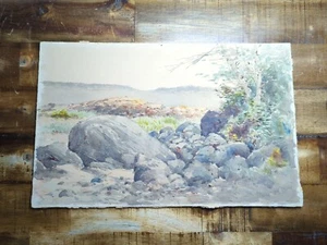 Vintage Upper Lower Goose Islands Original Watercolor Painting. WM Pettengillis - Picture 1 of 6