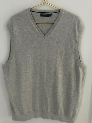 Chaleco tejido suéter gris claro Nautica para hombre XXL clásico preppy ligero Foto 1 de 4