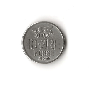 1962 Norway - 10 Ore - 336 - Copper Nickel - 1.5g
