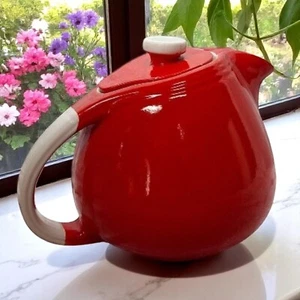 Hall's Red Teapot W/ Lid Made in USA 5.5" Superior Quality Kitchenware Sani-Grid - Picture 1 of 19